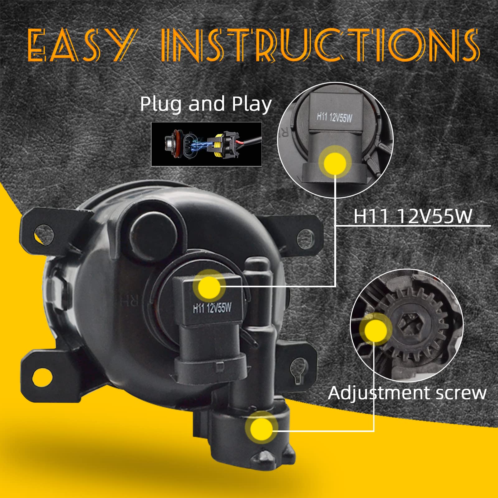 AANAN fog light wiring plug detail for plug-and-play installation convenience
