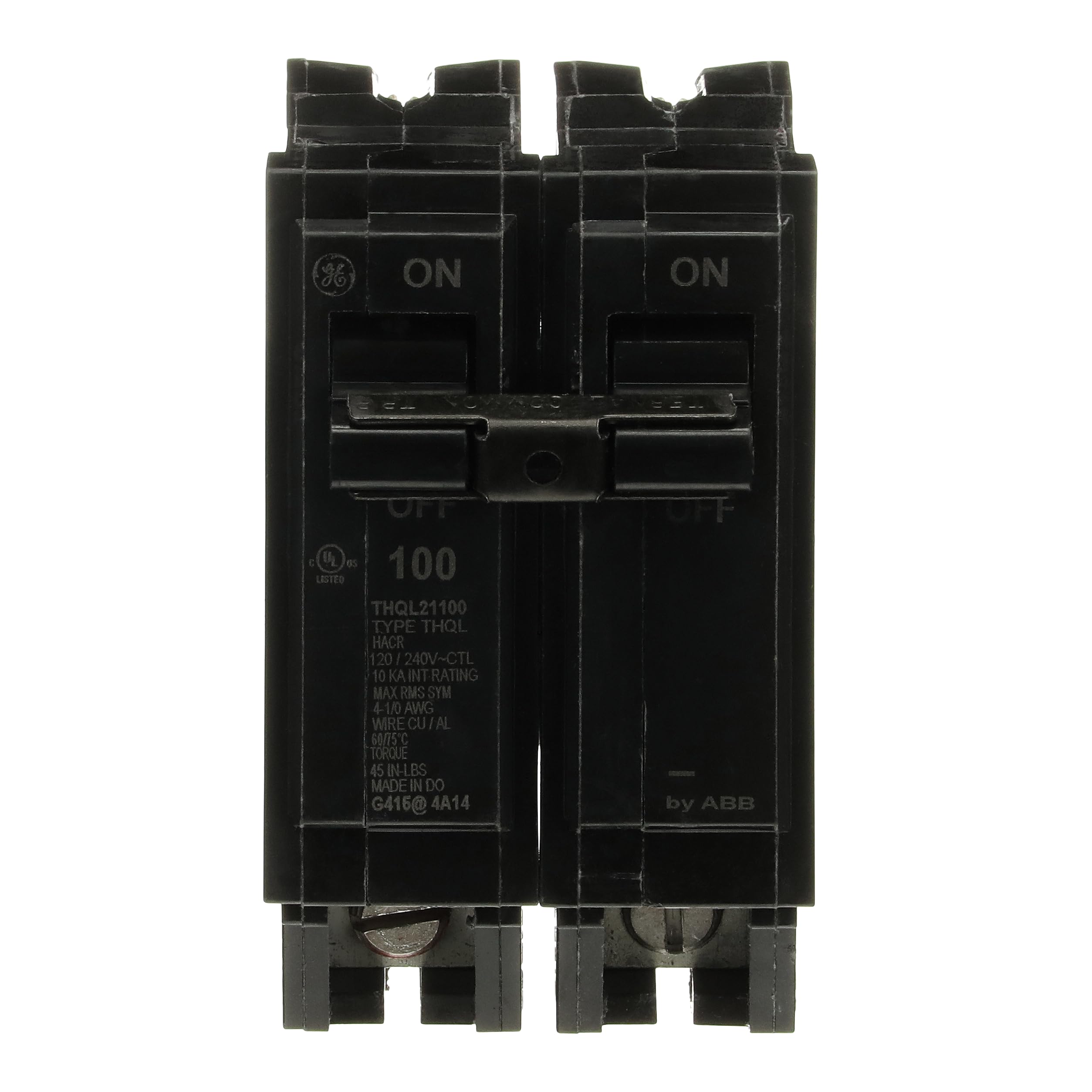 ABB THQL21100P front label showing model and amp rating for easy identification and safety