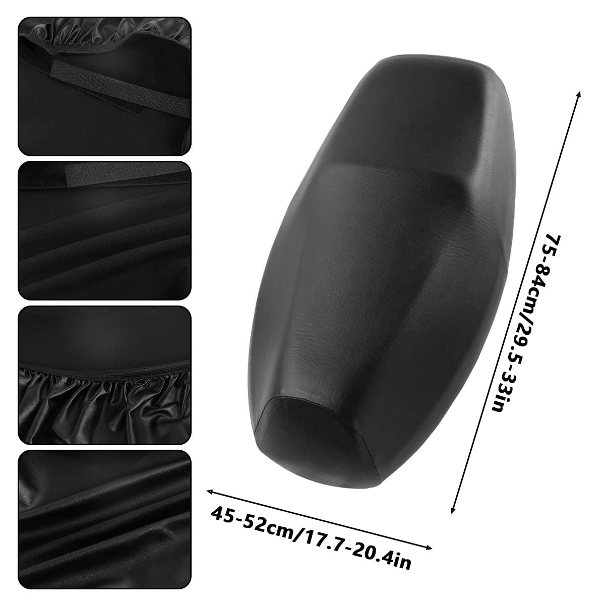 Abizarch seat cover compared on standard motorcycle seat for sizing