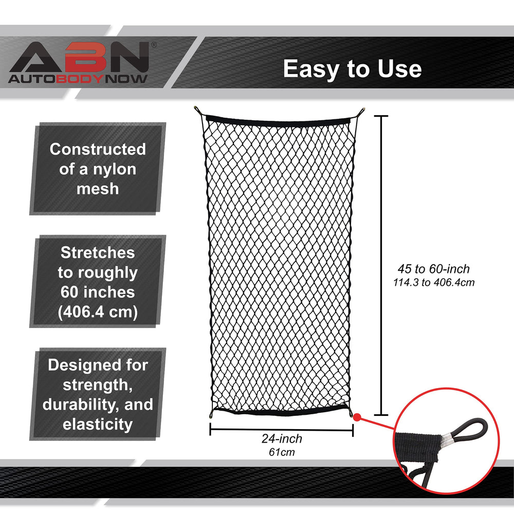 ABN net stretched over roof rack holding camping gear firmly