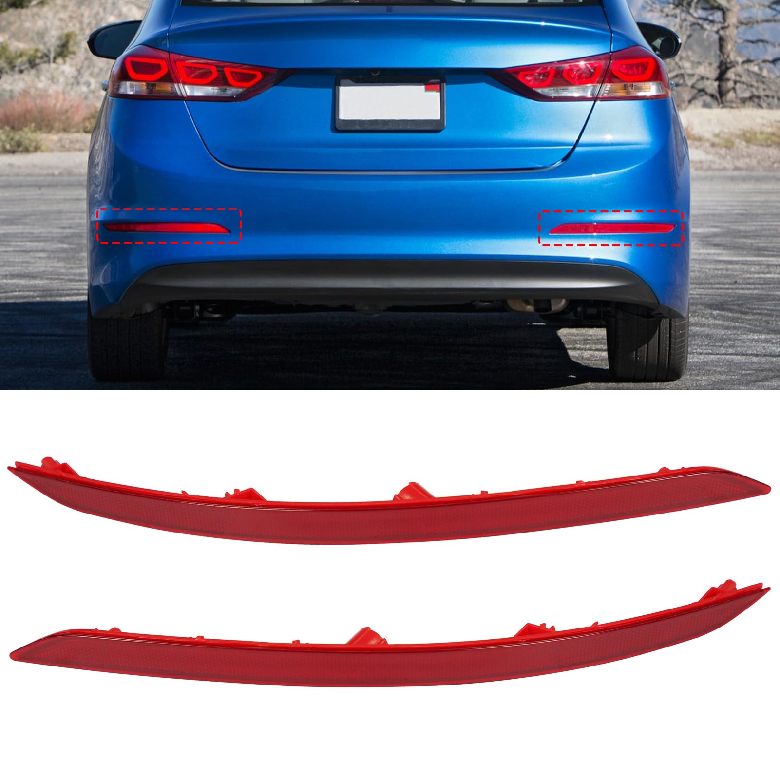 Abodvu front view of both Elantra rear reflectors showing exact fit