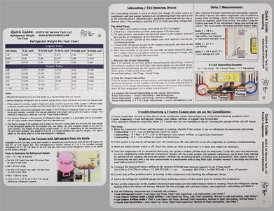 AC Service Tech cards held in technician hand to show size and portability for on-site troubleshooting