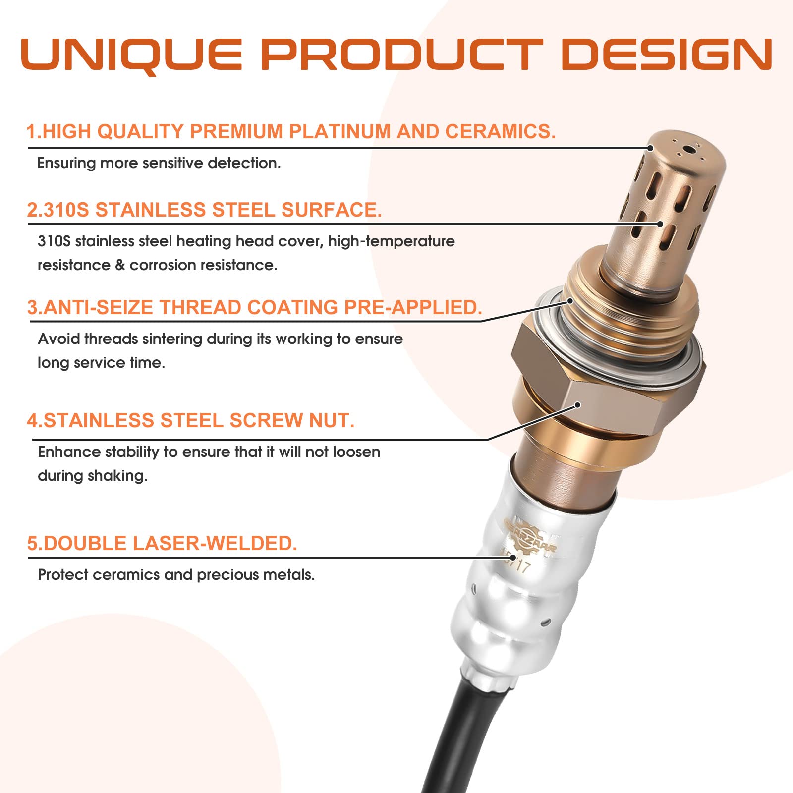 ACAUTO sensor threads with anti-seize compound for easier installation