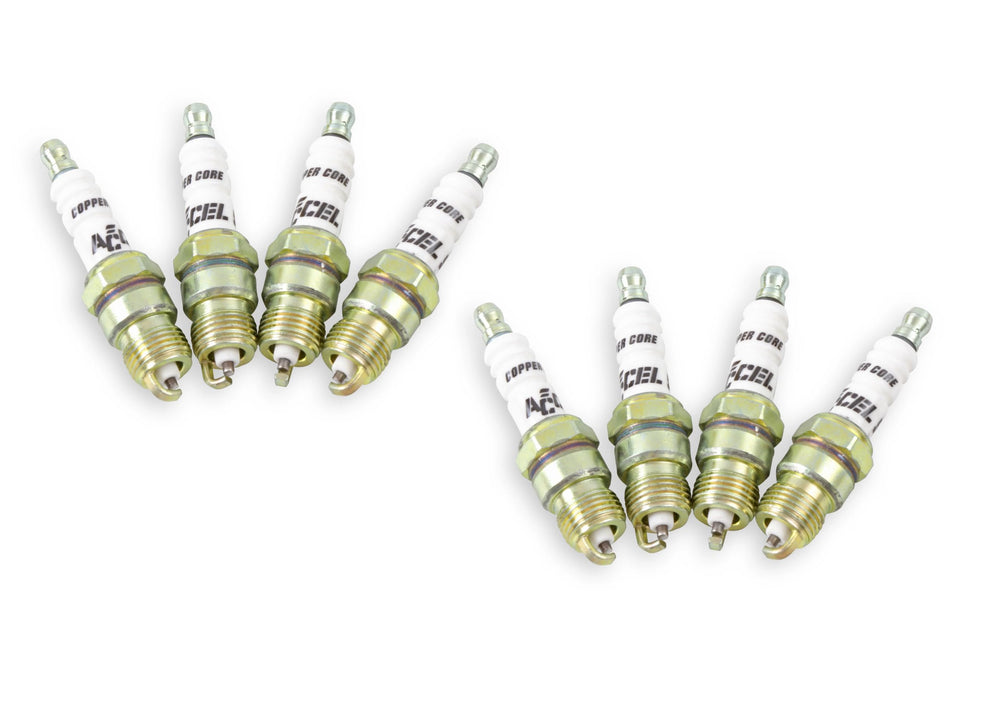ACCEL 8199 shorty spark plug front view showing compact profile and pack convenience
