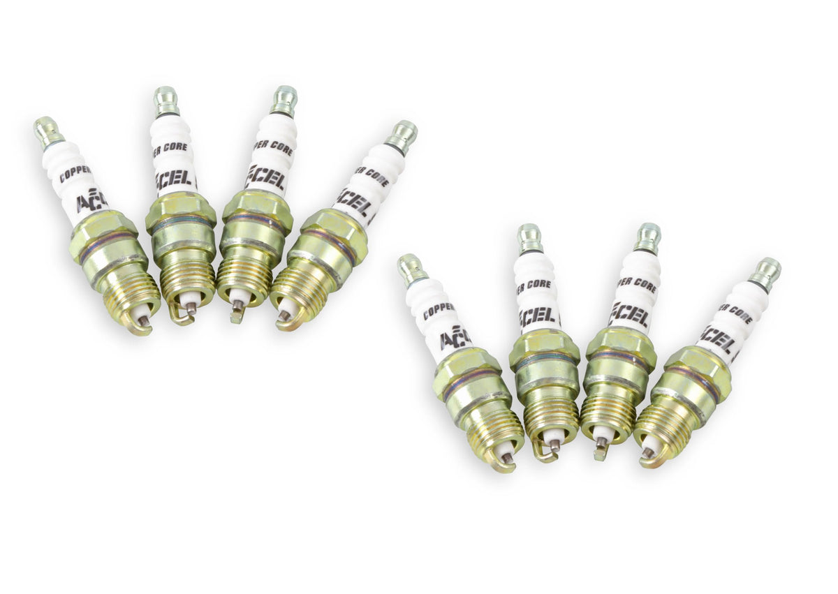 ACCEL 8199 shorty spark plug front view showing compact profile and pack convenience