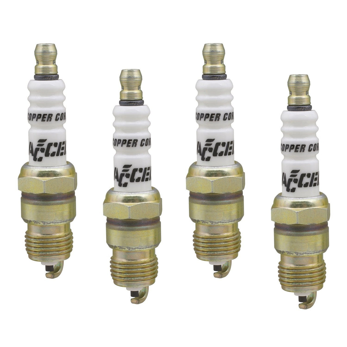 ACCEL Shorty spark plug front view showing compact design for tight spaces