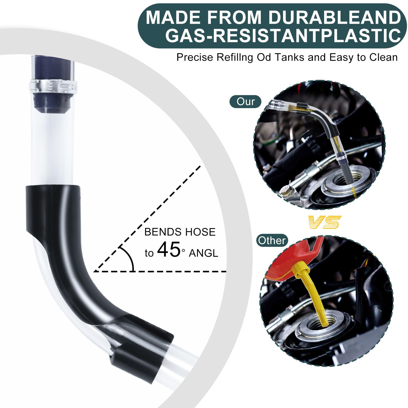 AccEncyc clear hose with visible fuel flow for fast inspection and trouble-free refilling