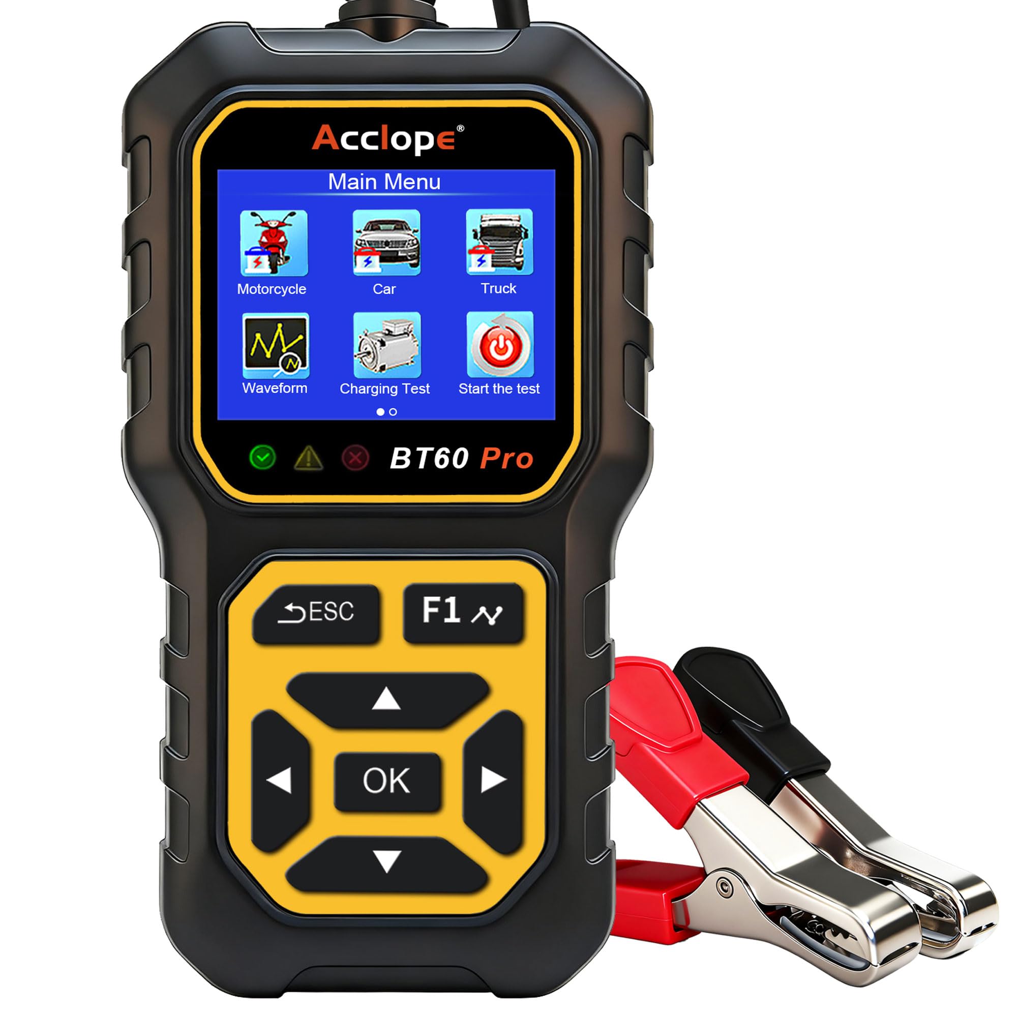 Acclope BT60 PRO front view with screen showing measurements for quick identification