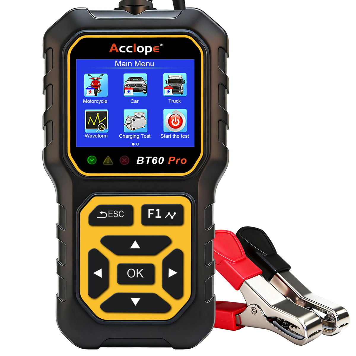 Acclope BT60 PRO front view with screen showing measurements for quick identification