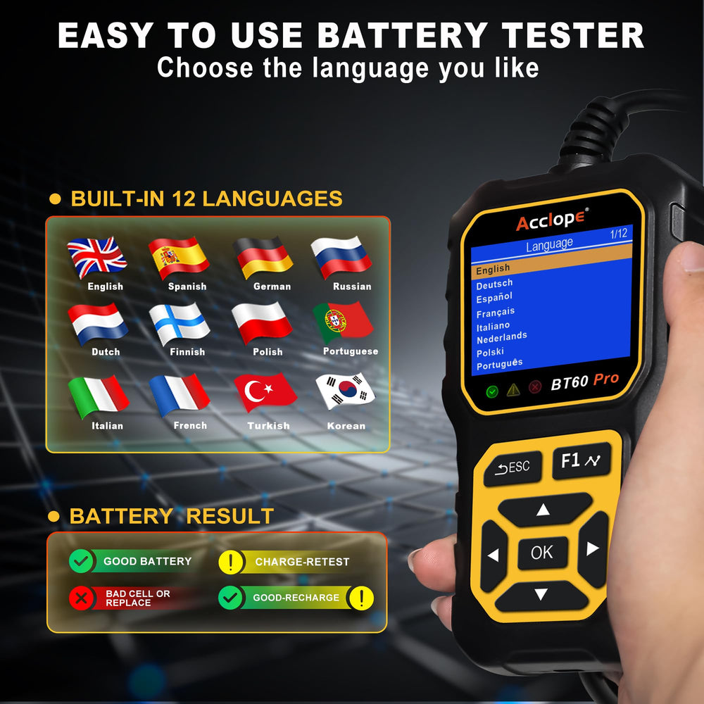 Acclope BT60 PRO label and specifications closeup for quick product verification