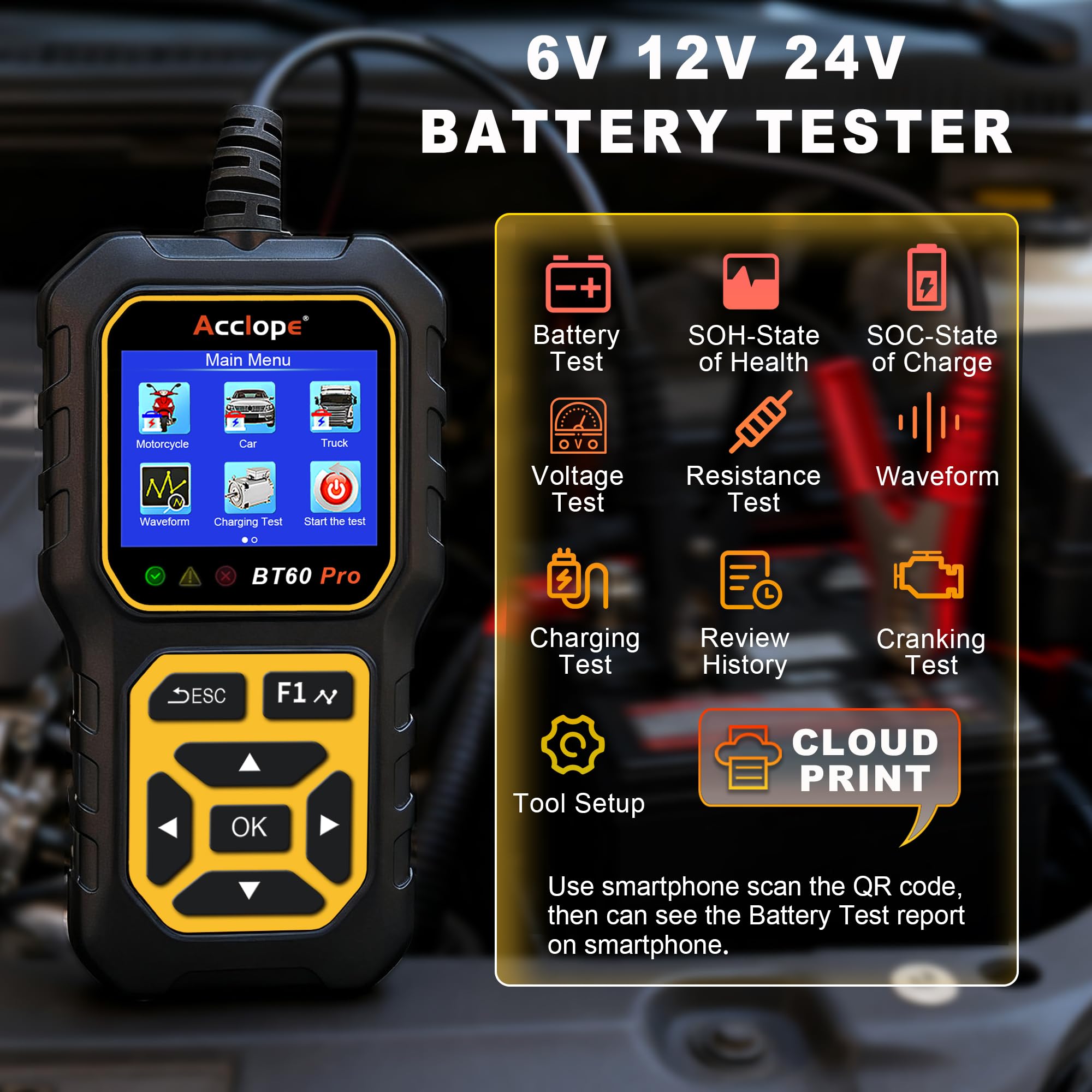 Acclope BT60 PRO QR report displayed on smartphone for fast cloud documentation