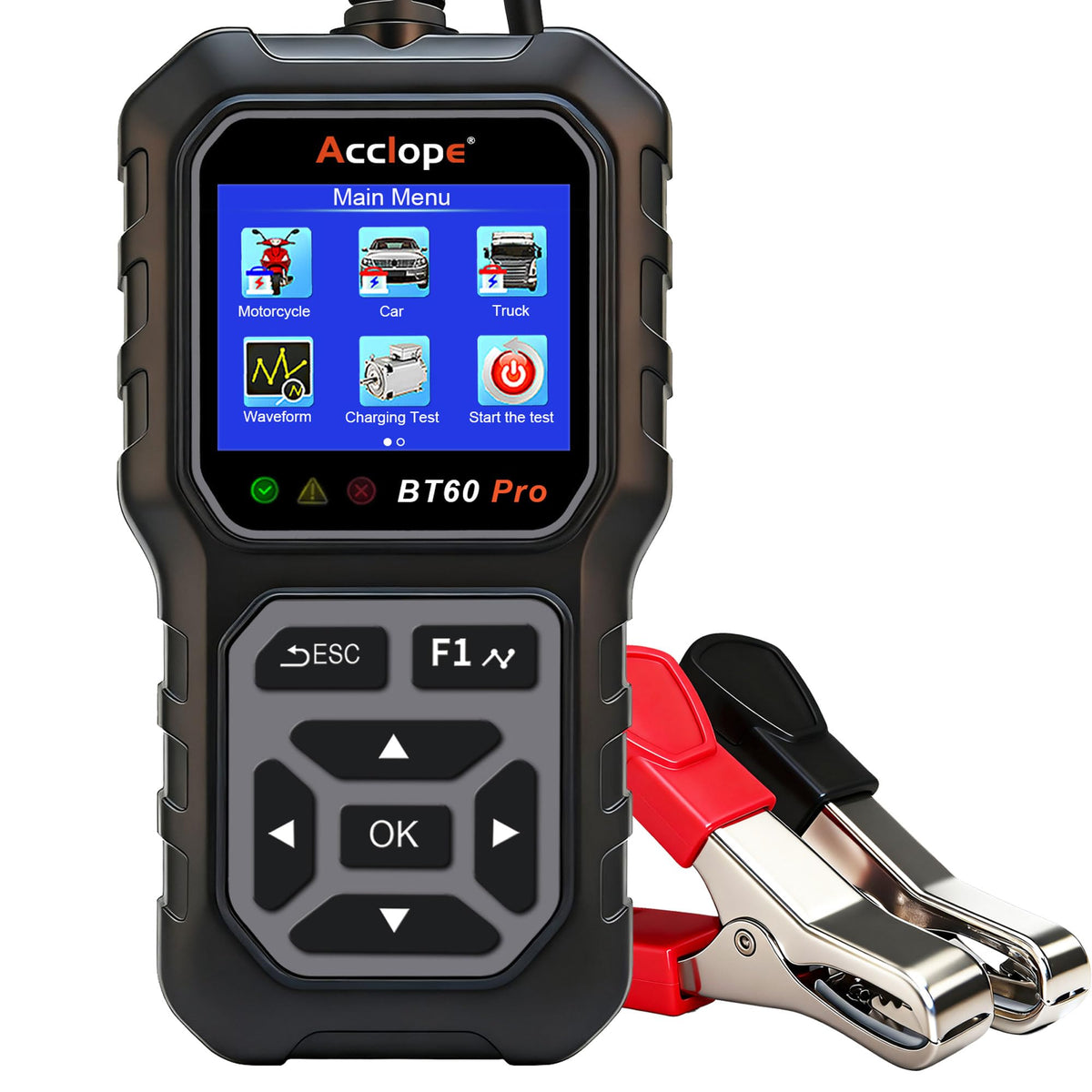 Acclope BT60 PRO front panel showing clear readout and quick results