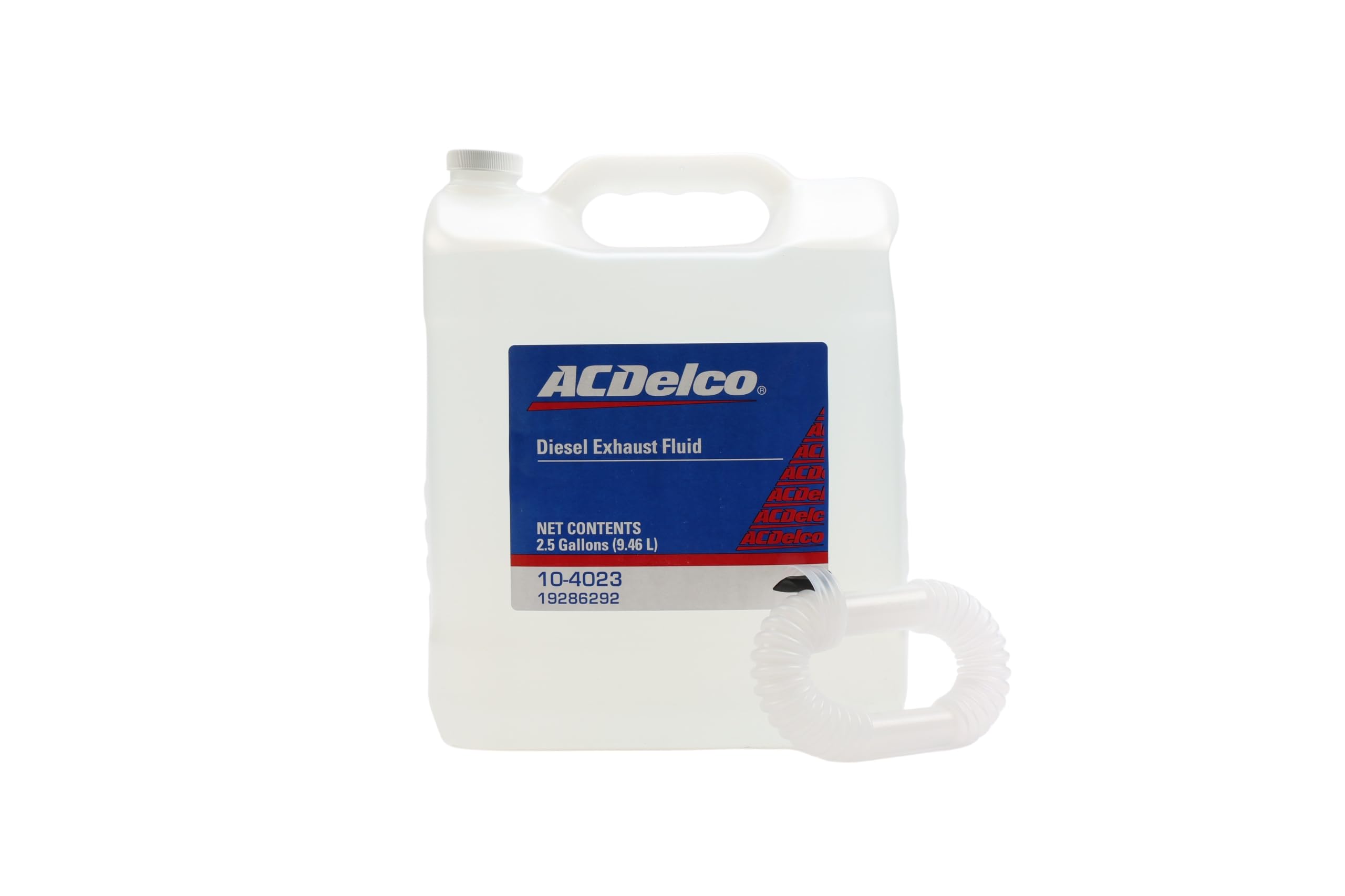 ACDelco DEF front packaging showing dual 2.5-gallon jugs for easy storage and refill