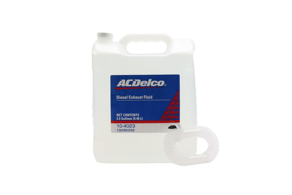 ACDelco DEF front packaging showing dual 2.5-gallon jugs for easy storage and refill