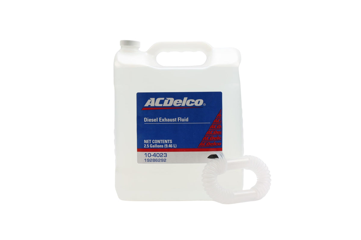 ACDelco DEF front packaging showing dual 2.5-gallon jugs for easy storage and refill