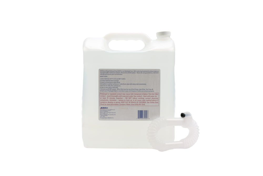 ACDelco DEF pouring into diesel vehicle DEF tank demonstrating correct fill method