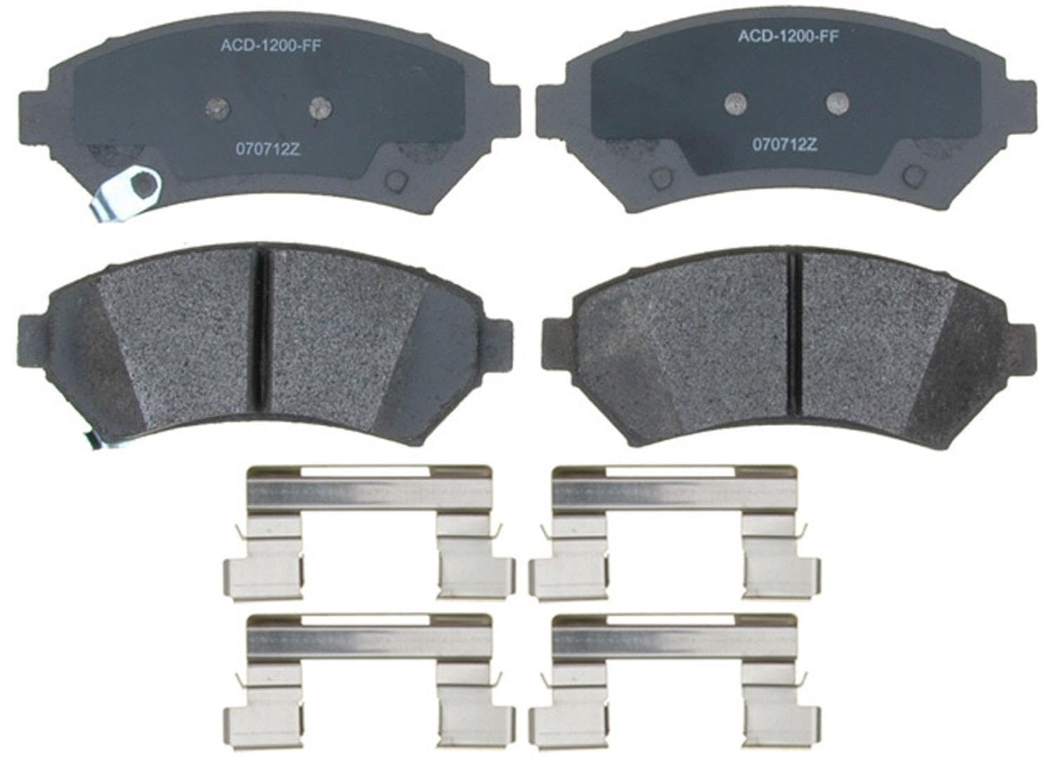 ACDelco front brake pad set packaging showing product and fit benefits