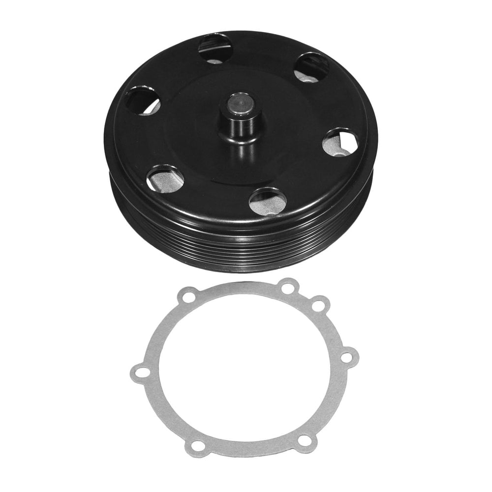ACDelco engine water pump front view showing mounting flanges and outlet for reliable fit