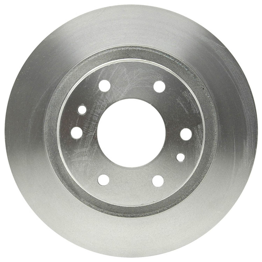 ACDelco rotor front face close-up revealing smooth non-directional finish for quieter braking