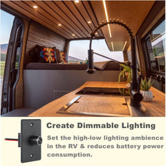 acegoo dimmer in RV cabin reducing glare and saving battery power