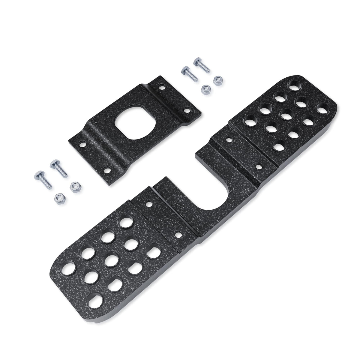 Acheterry front view of hitch step showing platform and coating for durable access