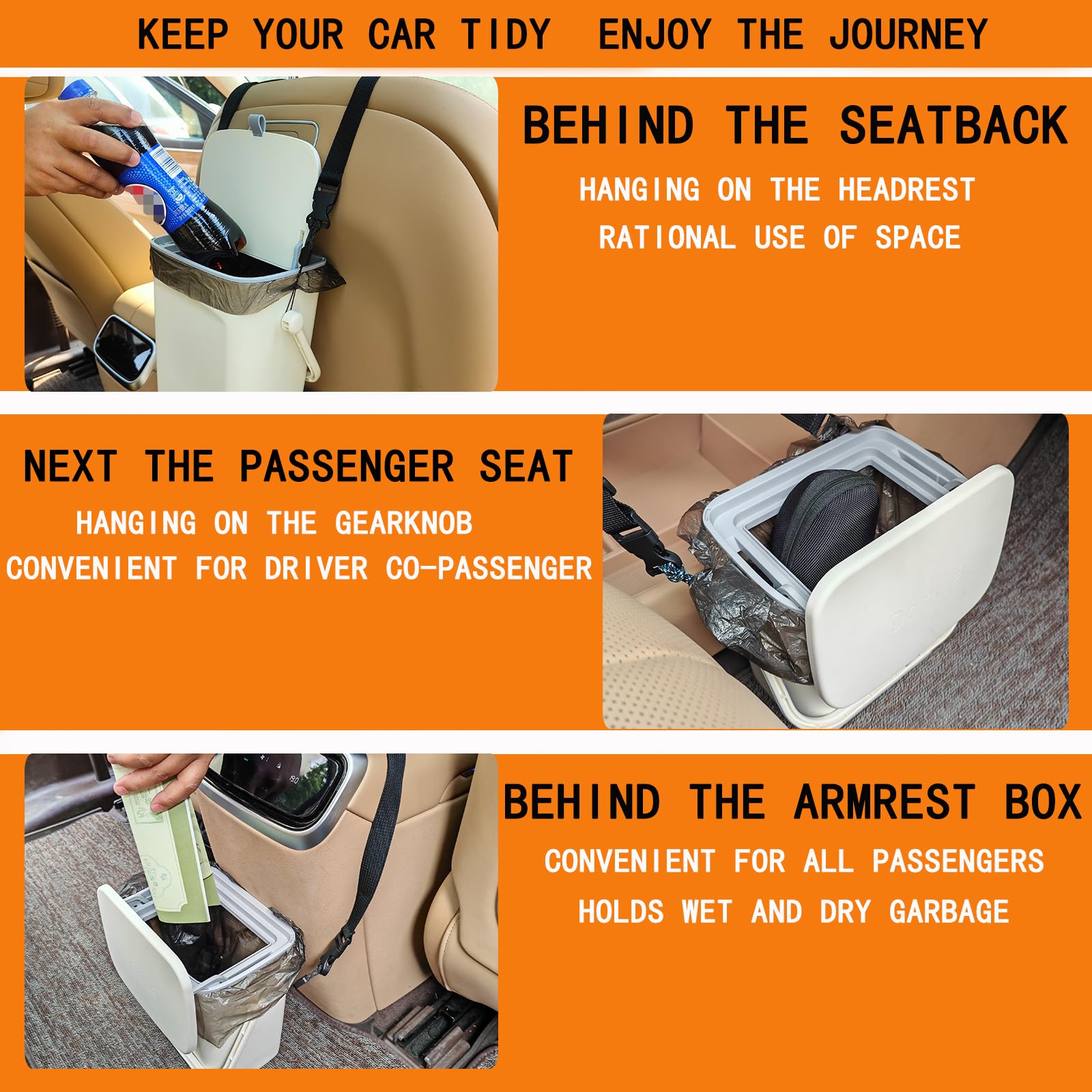 ACIOOCO hanging on headrest showing secure installation benefit