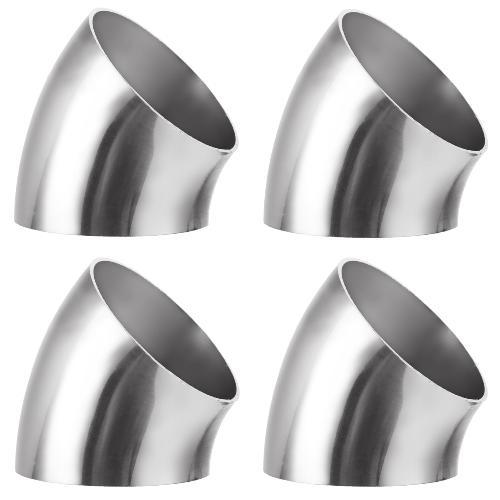 Acrux7 front view of polished 2.5-inch 45° elbow showing clean finish and fit