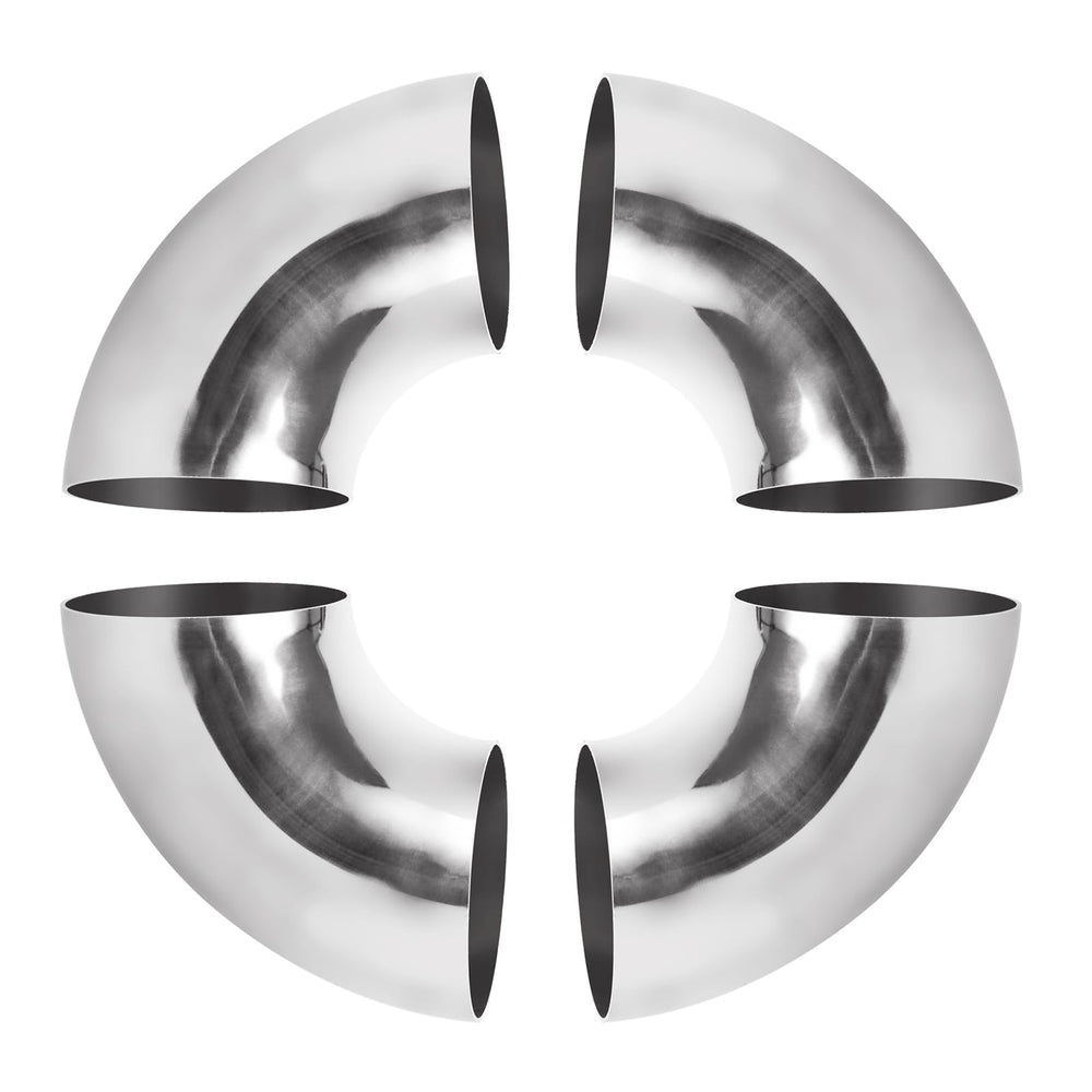 Acrux7 front view of 3 inch 90° elbow showing polished finish and fit benefits