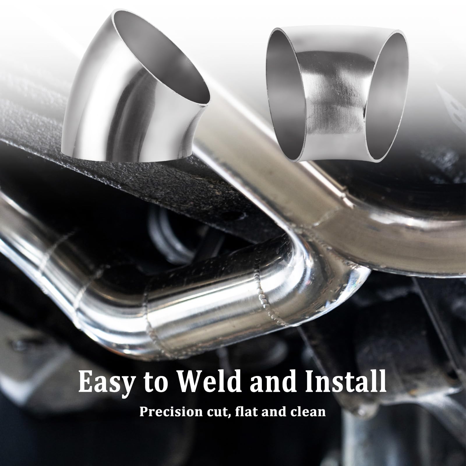 Acrux7 elbow installed on car exhaust demonstrating precise fit and improved routing