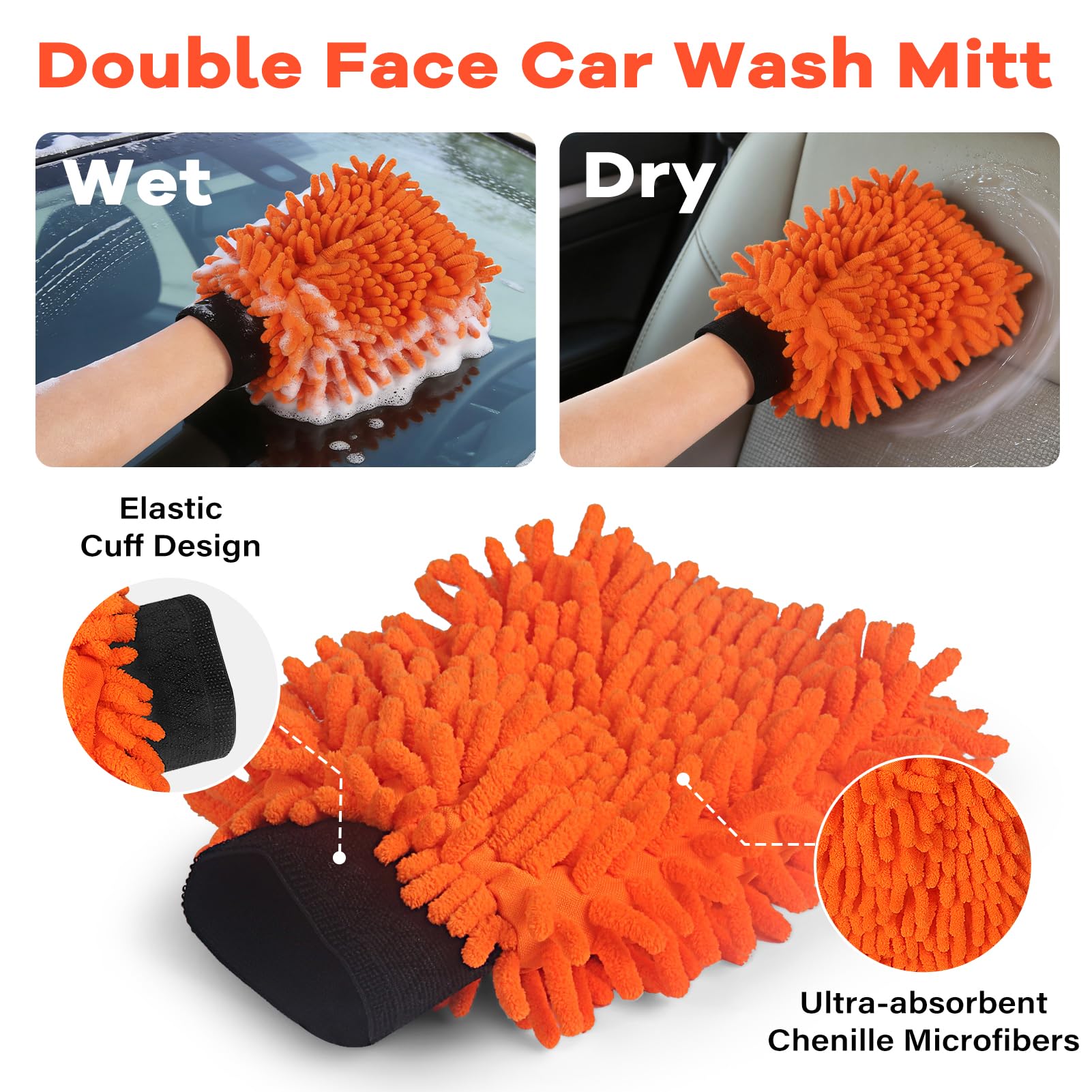 ACTREY 2-in-1 squeegee and microfiber mitt ready to wipe water streak-free
