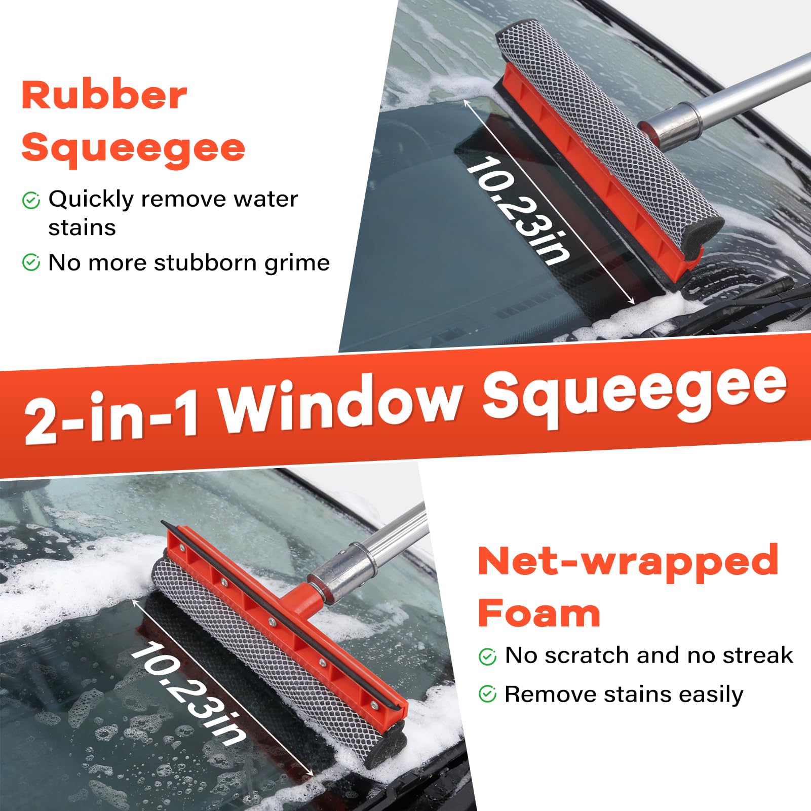 ACTREY long-handle tire brush closeup removing grime from rims without scratching