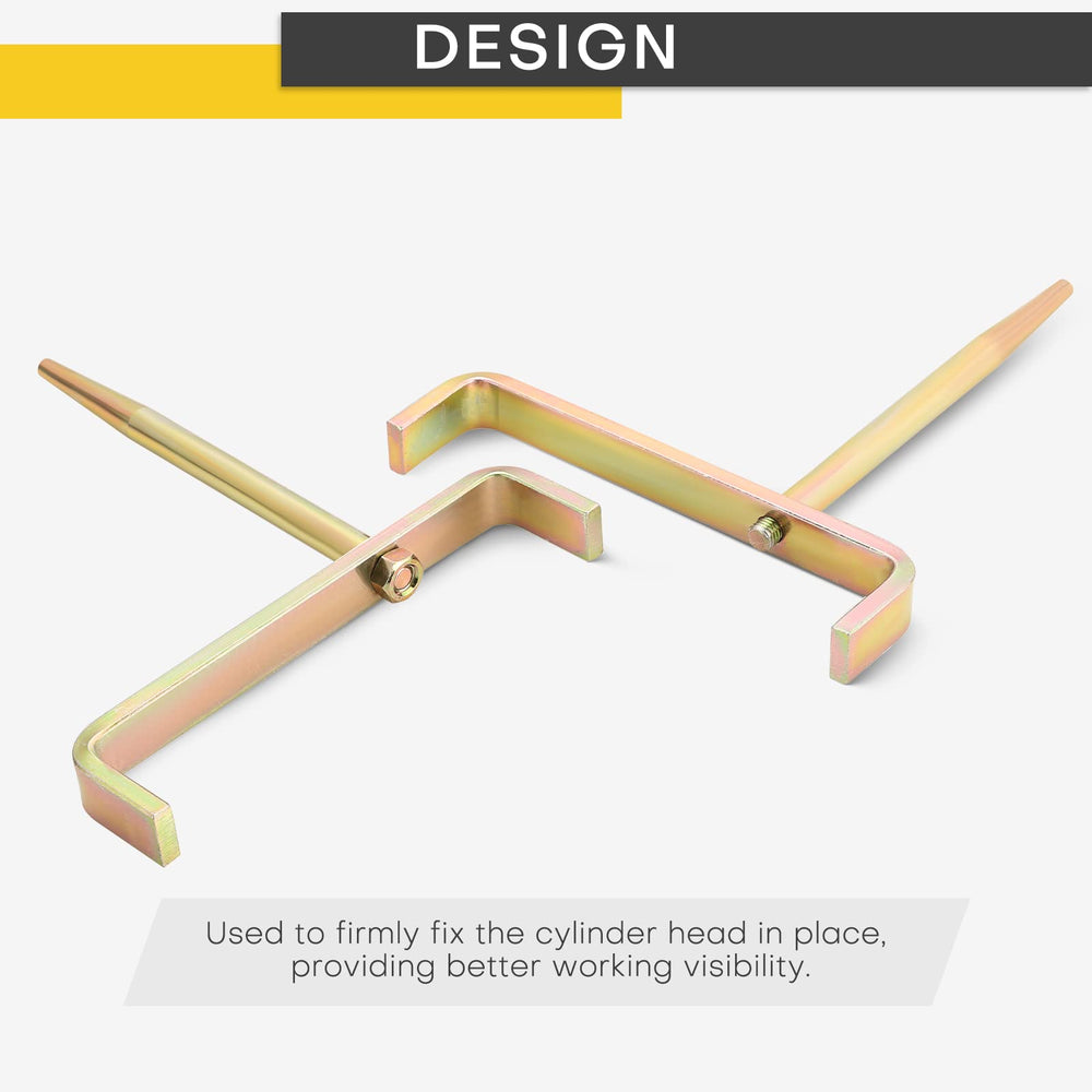 Acymner stand with mounted cylinder head offering hands-free cleaning and precise alignment