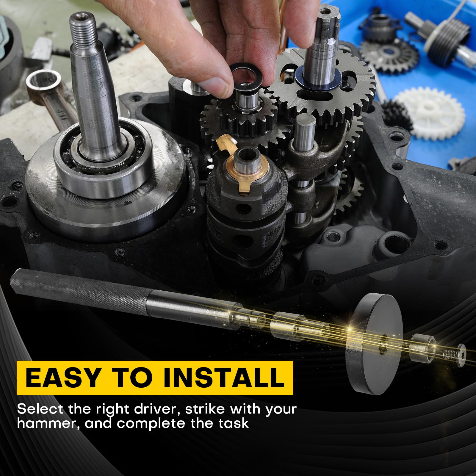 Acymner driver set installed on wheel bearing for accurate seating benefit