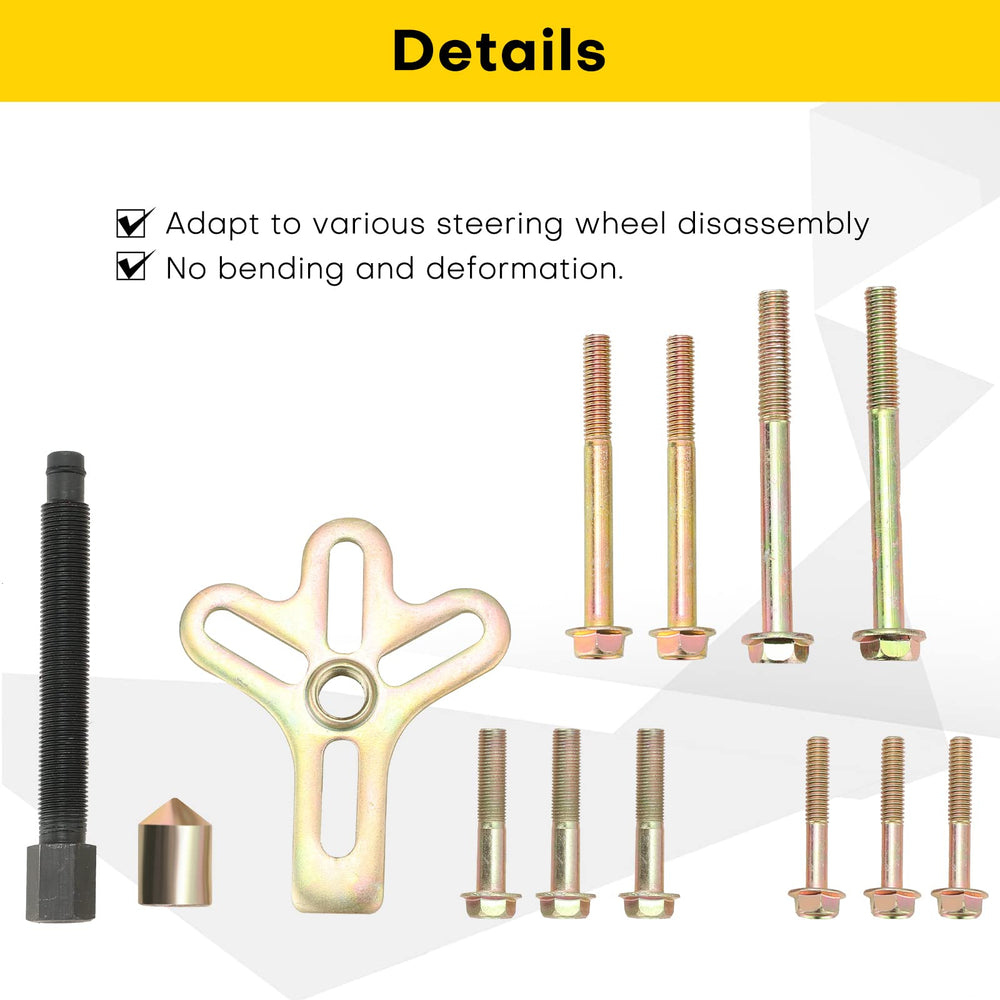 Acymner assorted bolt sizes laid out showing selection for various hub depths