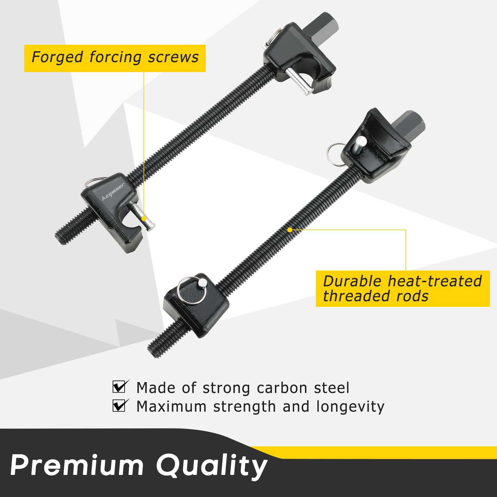 Acymner forcing screw threads and drive end illustrating durability