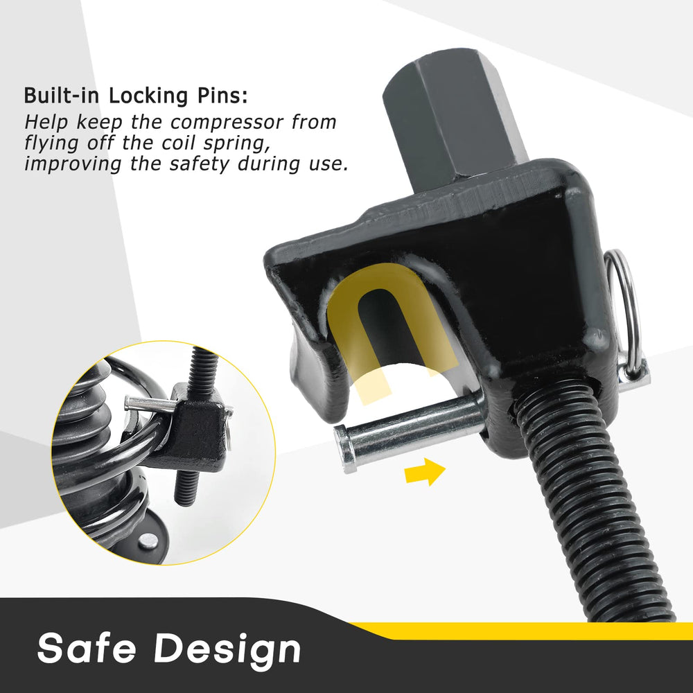 Acymner compressor installed on a car strut demonstrating safe use
