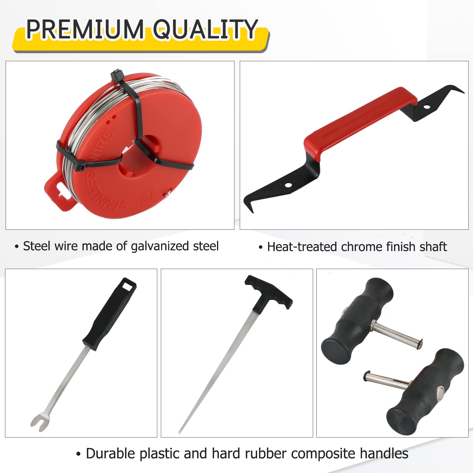 Acymner wire handle detail with rubberized grip for reduced hand fatigue and control