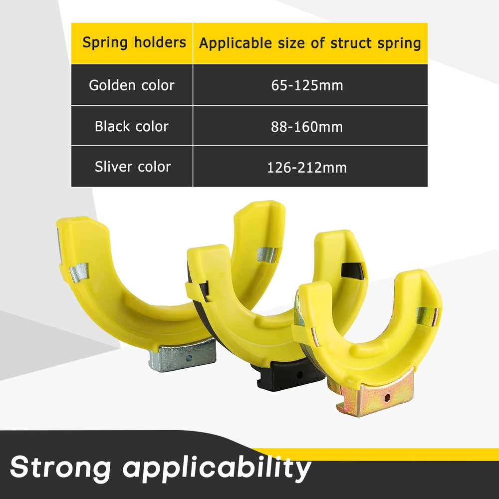 Acymner set of yokes and fixing screws displayed for versatile spring fitment