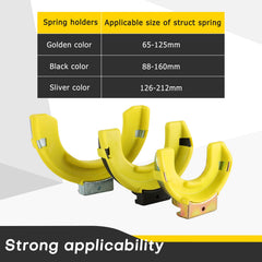 Acymner set of yokes and fixing screws displayed for versatile spring fitment