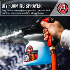 Adam's Foam Gun nozzle detail highlighting durable spray head for consistent foam output