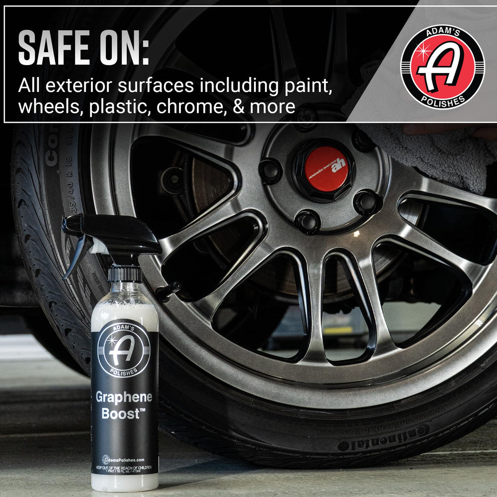 Adam's Graphene Boost on a detailing station showing fast maintenance workflow