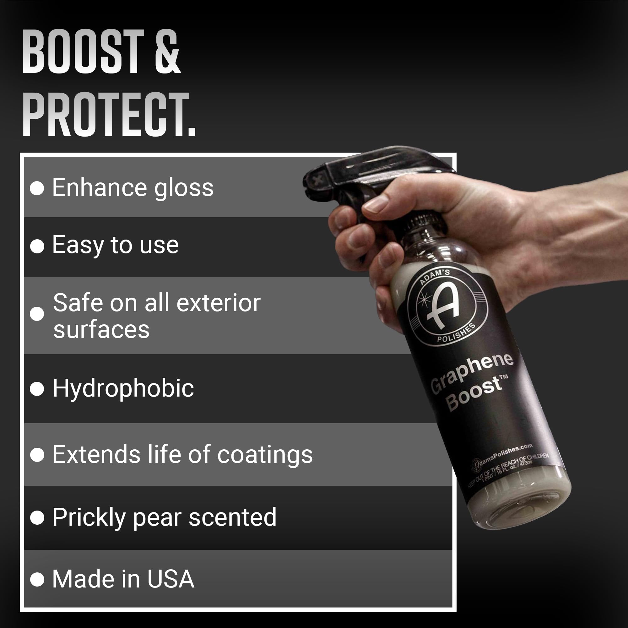 Adam's Graphene Boost being sprayed onto paint for quick, even coverage