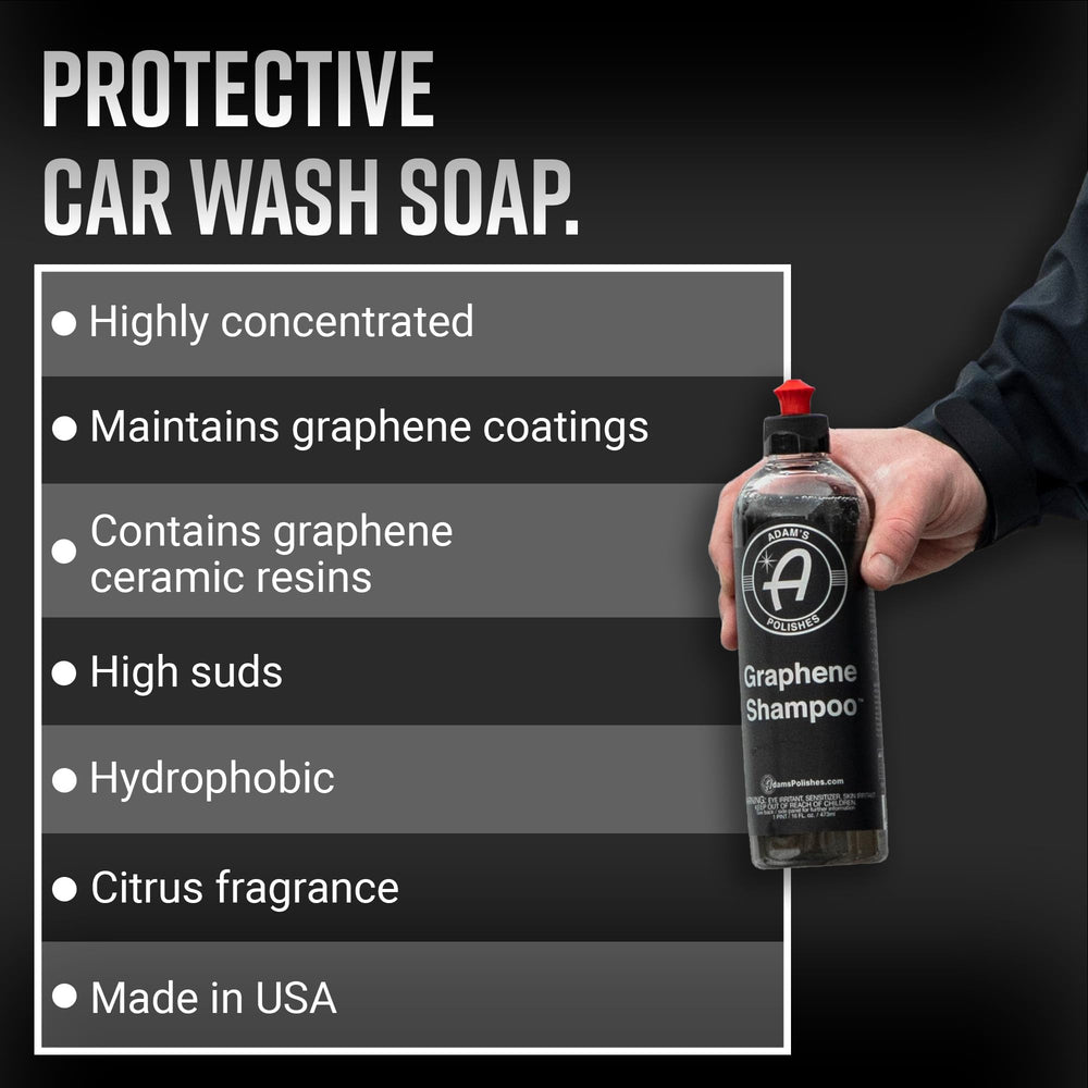Adam's Polishes bottle close-up highlighting graphene ceramic resin texture and clarity