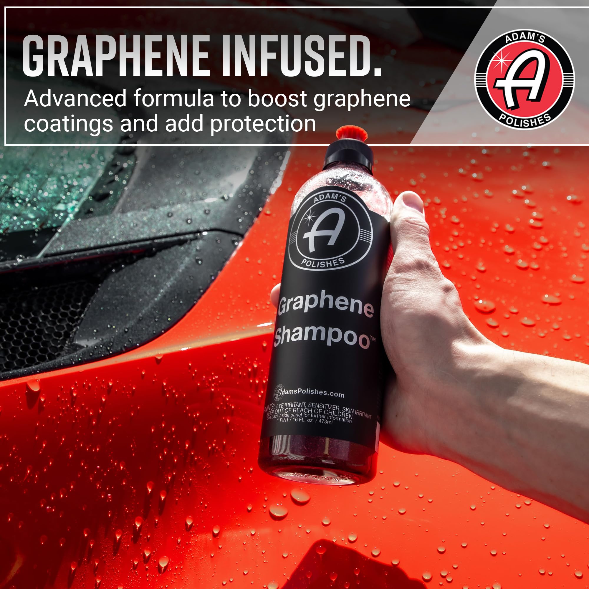 Adam's Polishes foamy white suds from foam cannon application offering thick coverage