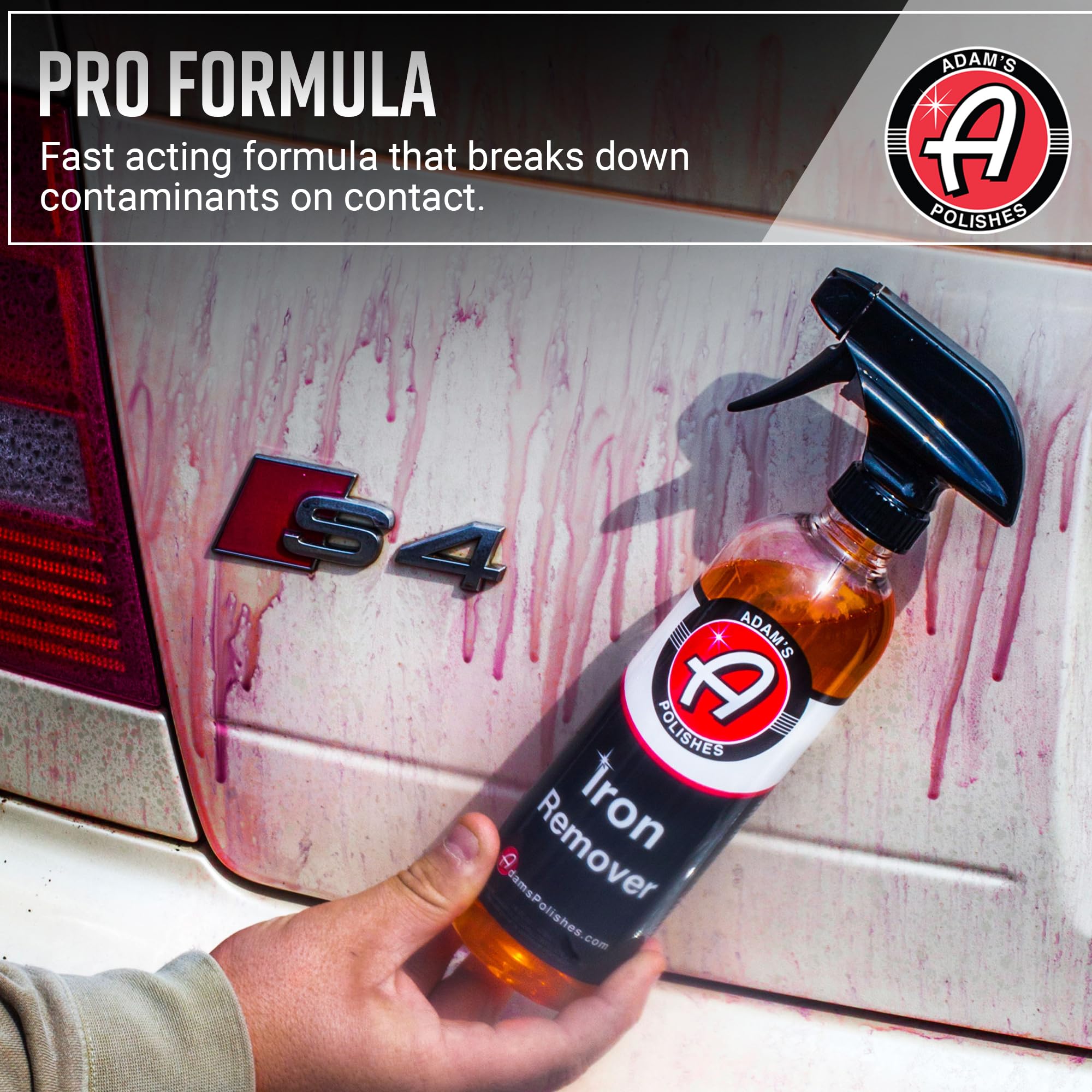Adam's Polishes red reaction on paint indicates iron particles dissolving