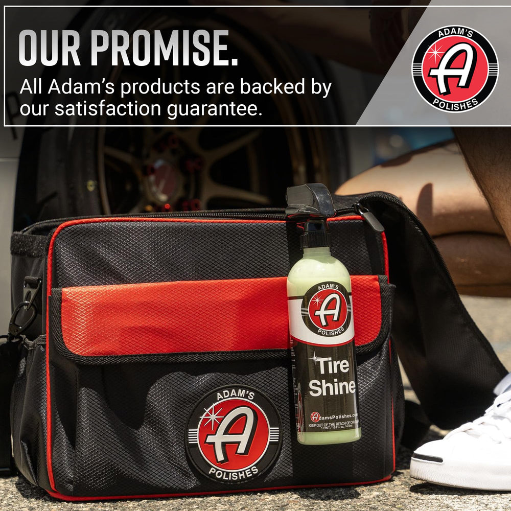 Adam's Polishes used on parked car tires delivering showroom look