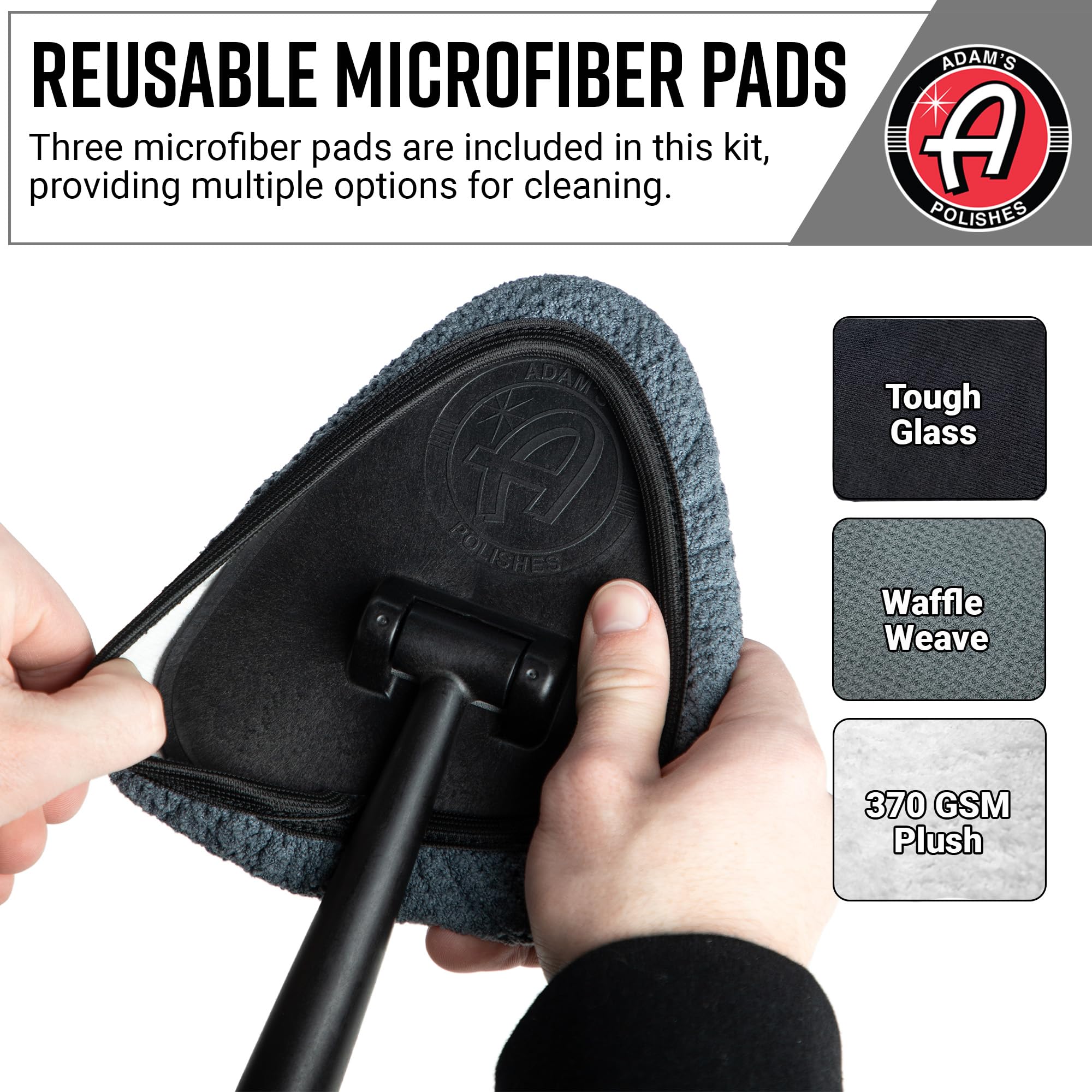 Adam's Polishes swivel head angled 145 degrees reaching top windshield corners