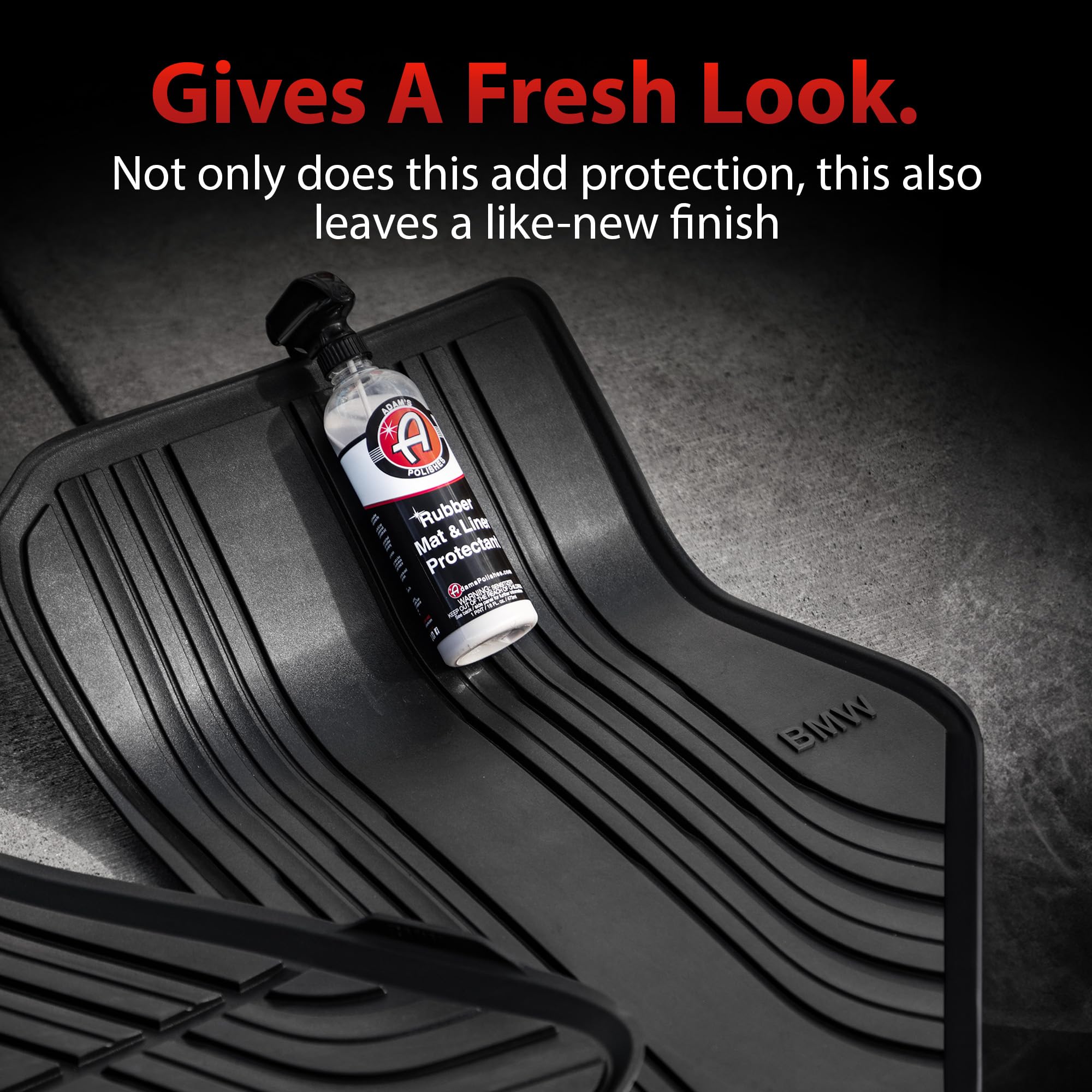 Adam's Polishes close-up of rubber mat texture restored and protected