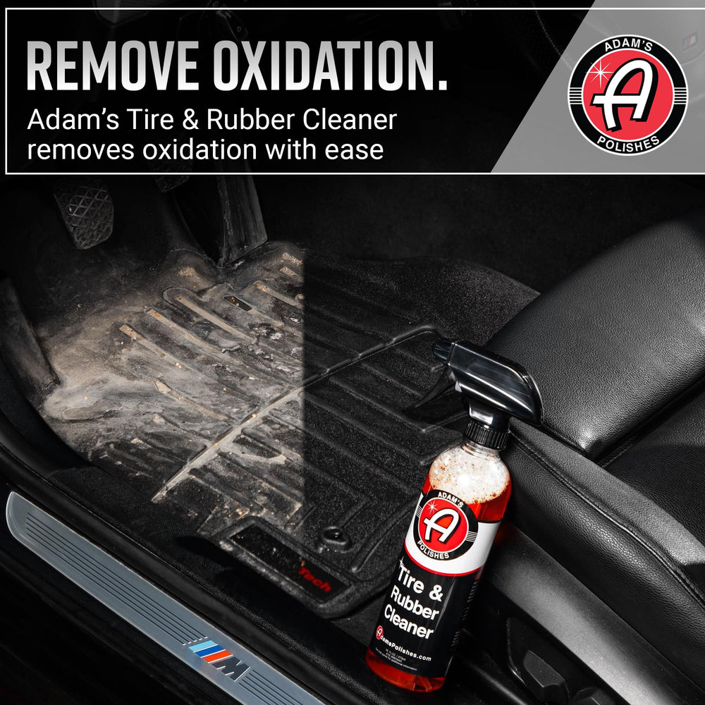 Adam's Polishes cleaner on rubber floor mat lifting grime for easier maintenance