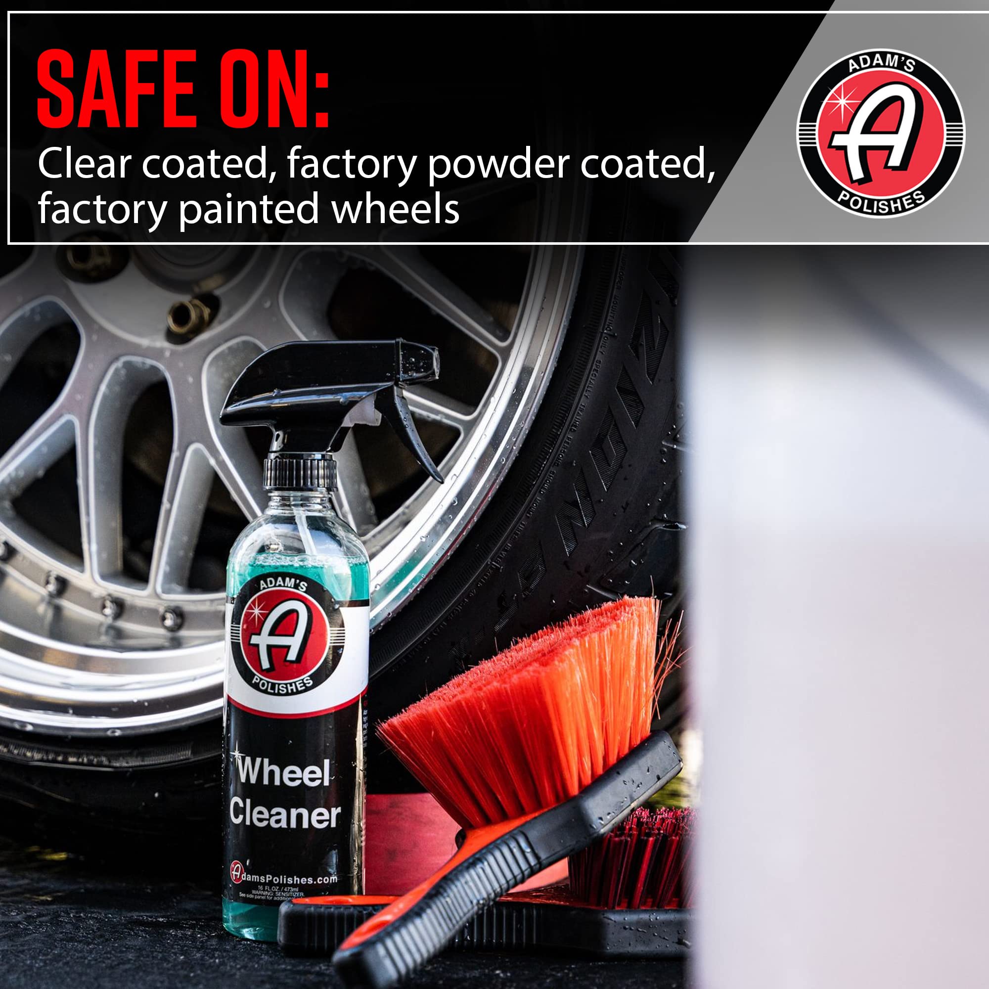 Adam's Polishes cleaned wheel after rinse revealing restored shine
